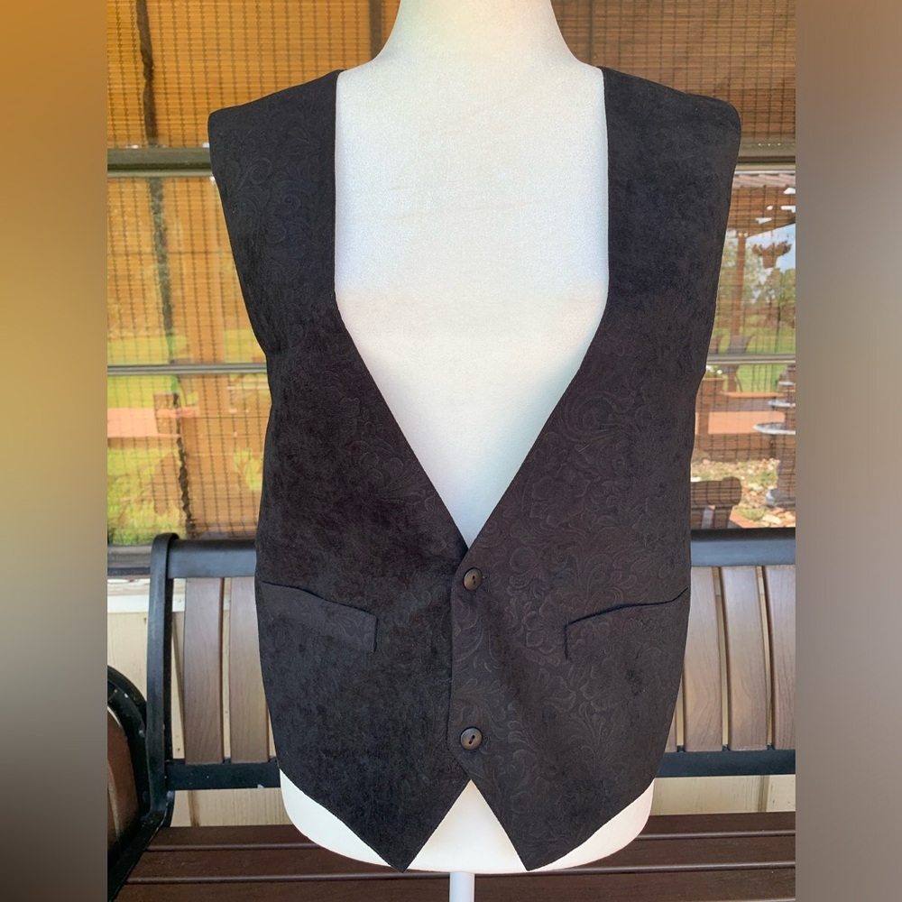 Tapps Vintage 90s Vest Black Size S Floral Pattern